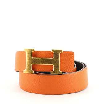 Hermes Constance Martelee H Reversible Belt Leather with Hammered Hardware Medium