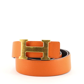 Hermes Constance Martelee H Reversible Belt Leather with Hammered Hardware Medium