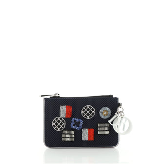 Christian Dior Stardust Zip Pouch Embellished Mesh and Leather Small