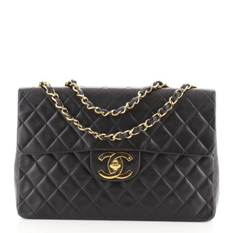 Chanel Vintage Classic Single Flap Bag Quilted Lambskin Maxi