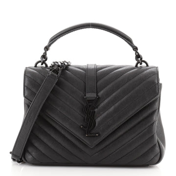 Saint Laurent Classic Monogram College Bag Matelasse Chevron Leather Medium