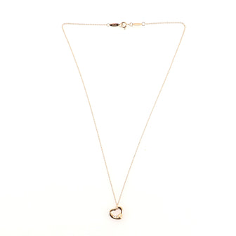 Tiffany & Co. Elsa Peretti Open Heart 3 Diamonds Pendant Necklace 18K Rose Gold and Diamonds 18K Rose Gold and Diamonds
