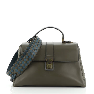 Bottega Veneta Piazza Top Handle Bag Leather with Intrecciato Detail Medium