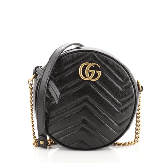 Gucci GG Marmont Round Shoulder Bag Matelasse Leather Mini