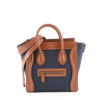 Celine Bicolor Luggage Bag Canvas and Leather Nano