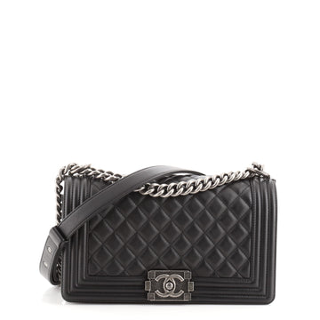 Chanel Boy Flap Bag Quilted Lambskin Old Medium