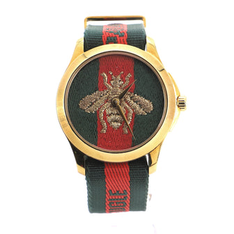 Gucci Le Marche Des Merveilles Bee Quartz Watch PVD Stainless Steel and Nylon 38