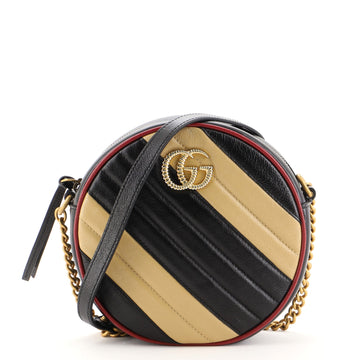 Gucci GG Marmont Round Shoulder Bag Diagonal Quilted Leather Mini