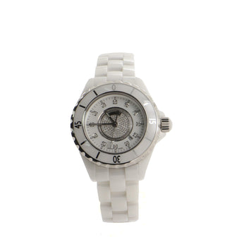 Chanel J12 Pave Quartz Watch Ceramic and Stainless Steel with Diamond Indicators 29