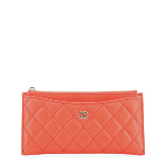 Classic Zip Pouch Quilted Caviar Long