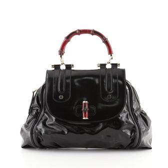 Gucci Pop Bamboo Handle Bag Dialux Coated Canvas Medium