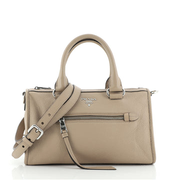 Prada Front Zip Convertible Satchel Vitello Phenix Small