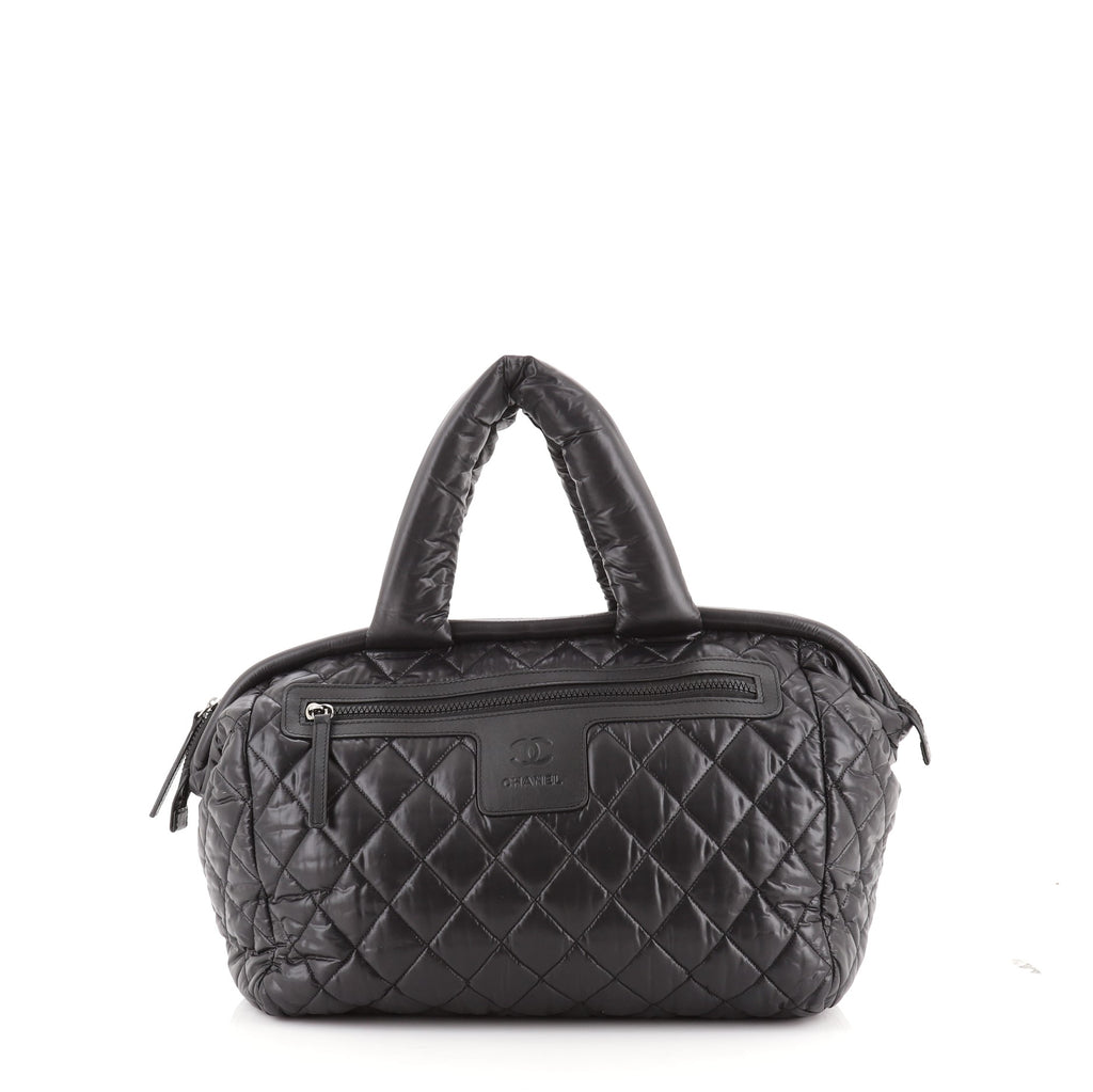 Chanel Coco Cocoon Bowling Bag Quilted Nylon Medium Black 69286120