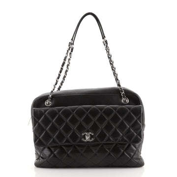 Chanel Chain Flap Bowling Bag Quilted Lambskin Large