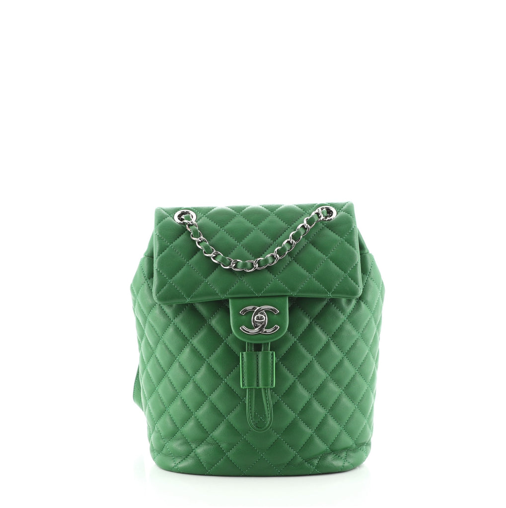 Chanel Urban Spirit Backpack Quilted Lambskin Small Green 2171321