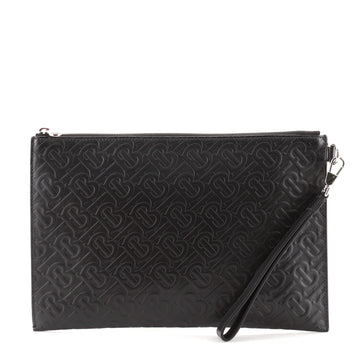 Burberry Zip Pouch Monogram Embossed Leather