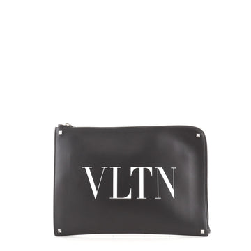 Valentino VLTN Zip Clutch Printed Leather
