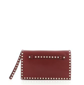Valentino Rockstud Flap Clutch Leather