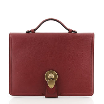 Gucci Animalier Lock Flap Briefcase Leather