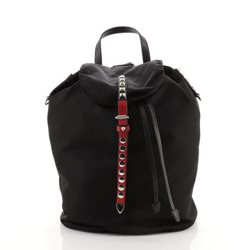 Prada New Vela Drawstring Backpack Tessuto with Studded Detail