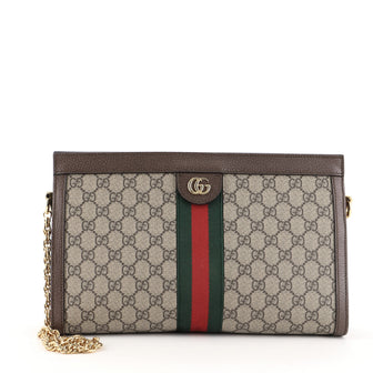 Gucci Ophidia Chain Shoulder Bag GG Coated Canvas Medium
