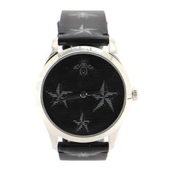 G-Timeless Bee Star Hologram Quartz Watch Stainless Steel and Leather 38