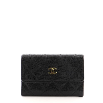 Chanel CC Flap Card Case Quilted Caviar