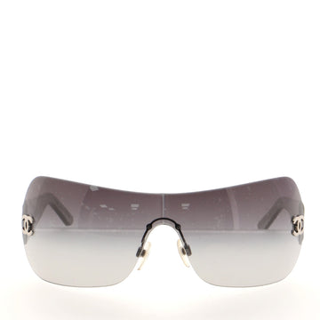 Chanel CC Shield Sunglasses Metal with Quilted Leather
