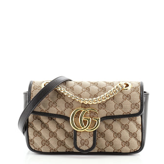 Gucci GG Marmont Flap Bag Diagonal Quilted GG Canvas Mini