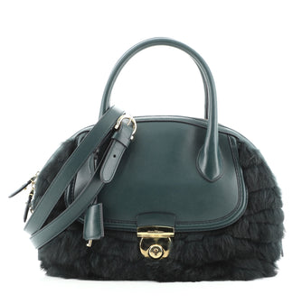Salvatore Ferragamo Fiamma Satchel Fur with Leather Medium