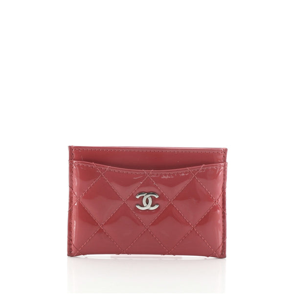 Chanel Classic Card Holder Quilted Patent Pink 694842