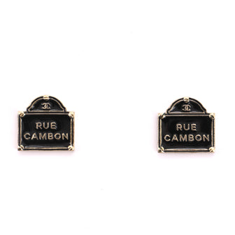 Chanel Rue Cambon Stud Earrings Metal and Enamel