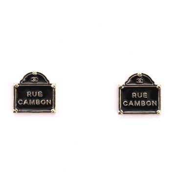 Chanel Rue Cambon Stud Earrings Metal and Enamel