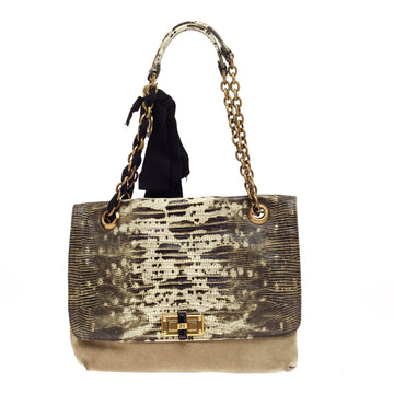 Lanvin Happy Lizard Print Flap Medium