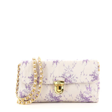 Prada Pushlock Chain Flap Bag Printed Tessuto Small