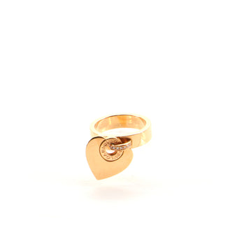 Bvlgari Cuore Charm Ring 18K Rose Gold and Diamonds