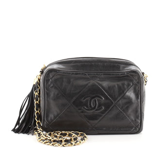 Chanel Vintage Diamond CC Camera Bag Quilted Leather Small