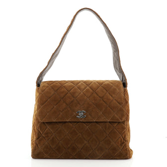 Chanel Vintage Flap Shoulder Bag Quilted Suede Medium