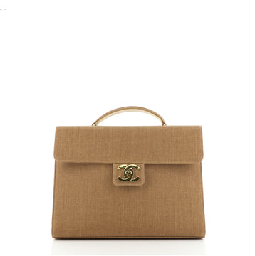 Chanel Vintage CC Briefcase Raffia Large