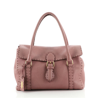 Fendi Selleria Linda Satchel Pebbled Leather Medium