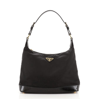 Prada Belted Zip Hobo Tessuto with Leather Medium