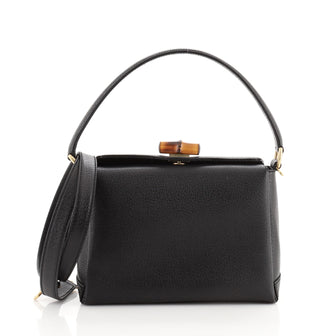 Gucci Vintage Bamboo Convertible Flap Top Handle Leather Small