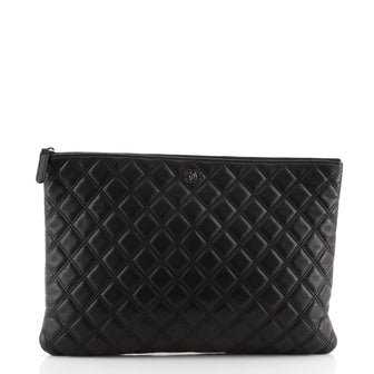 Chanel O Case Clutch Quilted Lambskin Large