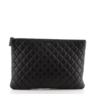 Chanel O Case Clutch Quilted Lambskin Large