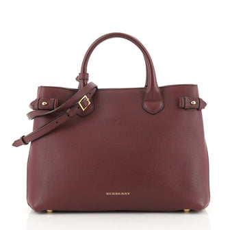 Burberry Banner Tote Leather and House Check Canvas Medium