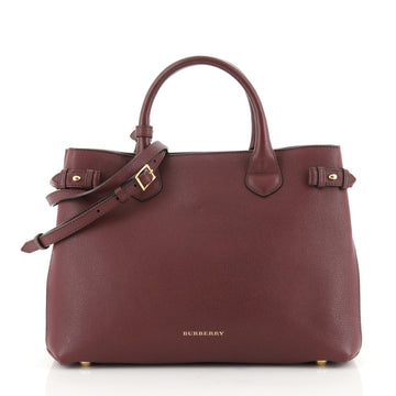 Burberry Banner Tote Leather and House Check Canvas Medium