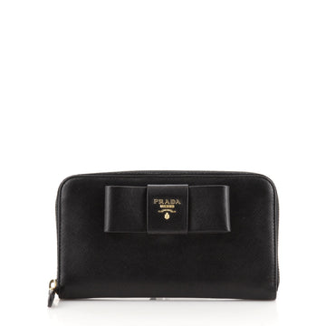 Prada Bow Zip Around Wallet Saffiano Leather Long