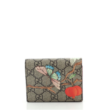 Gucci Flap Card Case Tian Print GG Coated Canvas