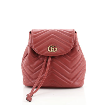 Gucci GG Marmont Drawstring Backpack Matelasse Leather Mini