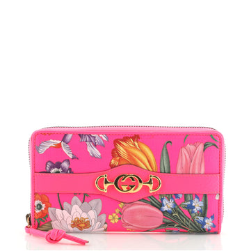 Gucci Zumi Zip Around Wallet Flora Coated Canvas